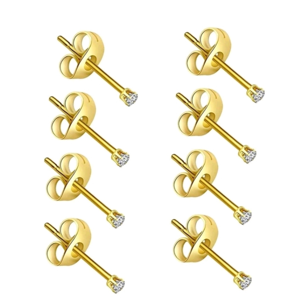 4 pairs of small Earrings studs
